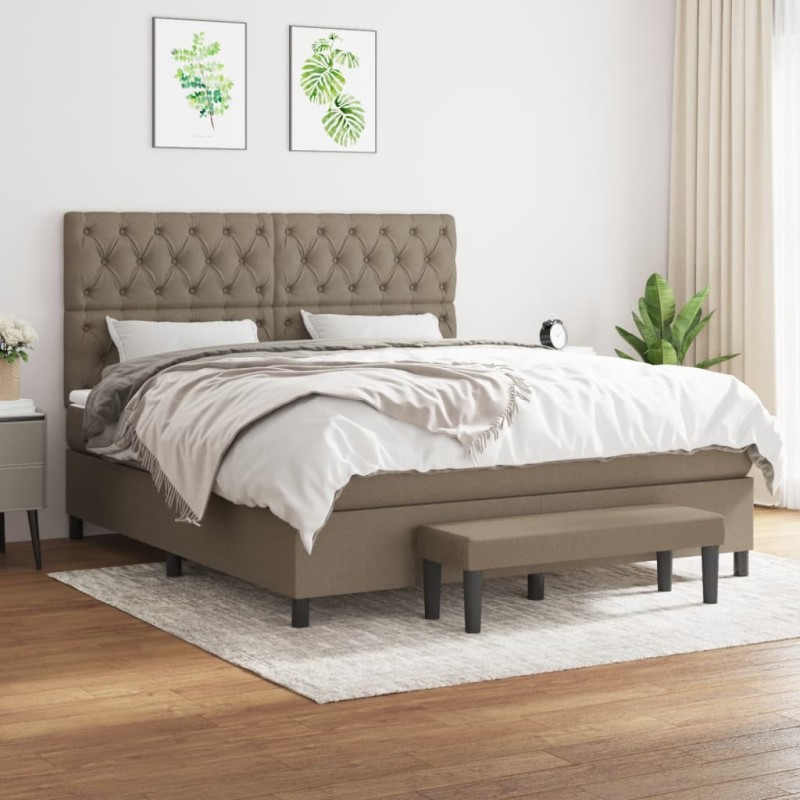 vidaXL Giroletto a Molle con Materasso Tortora 160x200 cm in Tessuto
