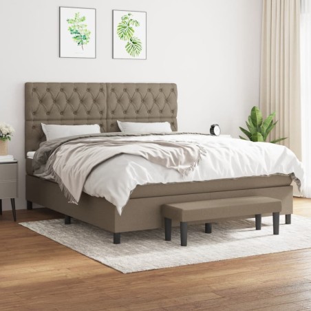 vidaXL Giroletto a Molle con Materasso Tortora 160x200 cm in Tessuto