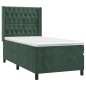 vidaXL Letto a Molle con Materasso e LED Verde Scuro 90x200cm Velluto vidaXL Letto a Molle con Materasso e LED Verde Scuro 90x200cm Velluto