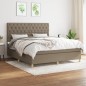 vidaXL Giroletto a Molle con Materasso Tortora 160x200 cm in Tessuto