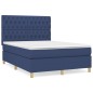 vidaXL Giroletto a Molle con Materasso Blu 140x190 cm in Tessuto