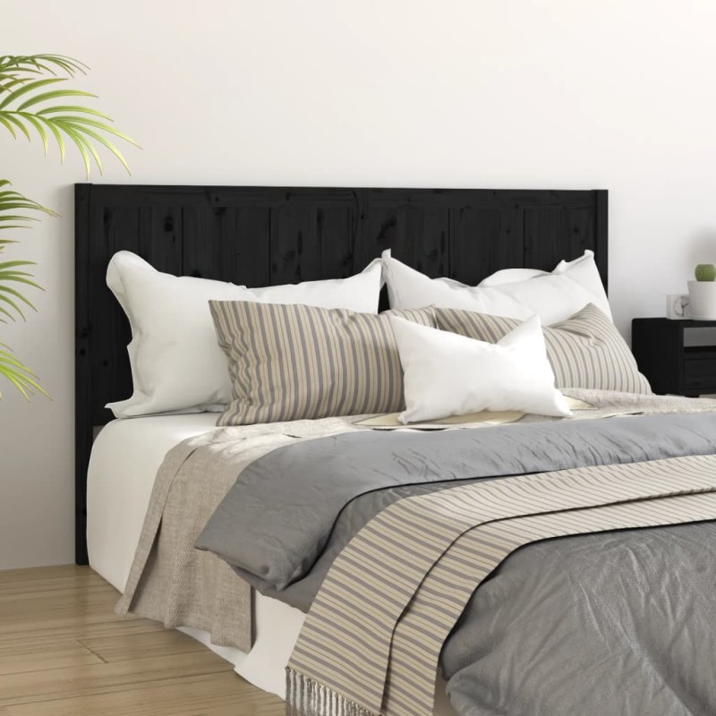 Testiera per Letto Nera 185,5x4x100cm in Legno Massello di Pino Testiera per Letto Nera 185,5x4x100cm in Legno Massello di Pino