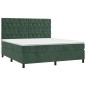 vidaXL Giroletto a Molle con Materasso Verde Scuro 160x200 cm Velluto