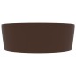 vidaXL Lavandino con Troppopieno Marrone Scuro Opaco 36x13 cm Ceramica