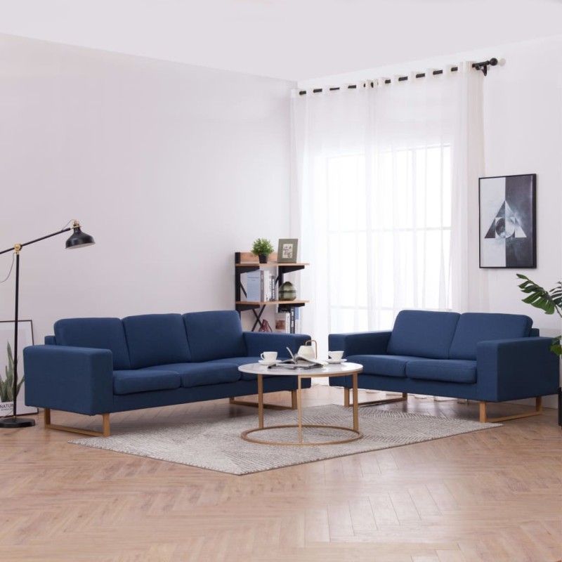 vidaXL Set Divani 2 pz in Tessuto Blu vidaXL Set Divani 2 pz in Tessuto Blu