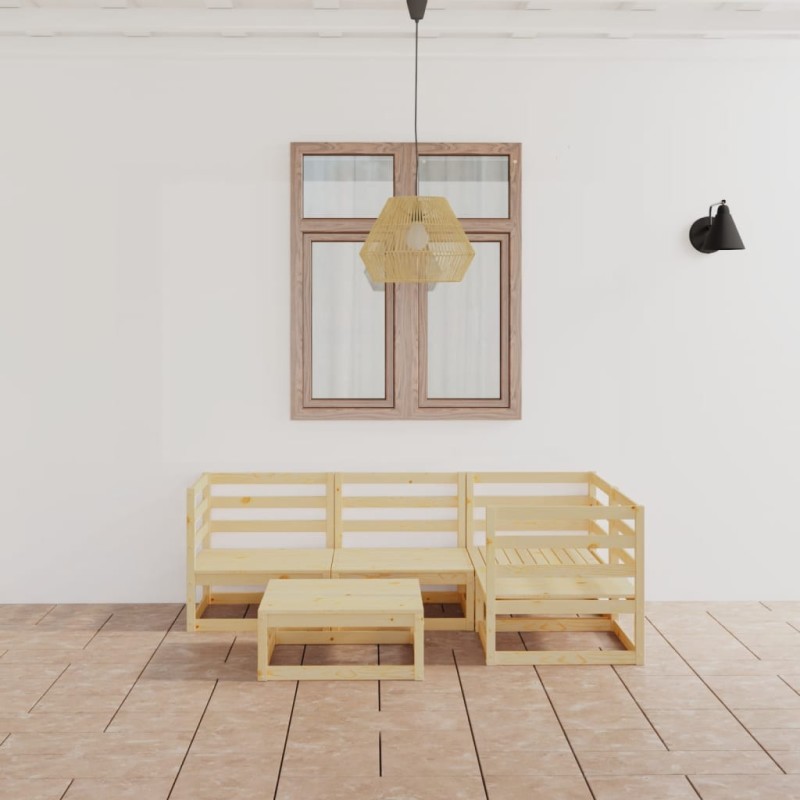 vidaXL Set Divani da Giardino 5 pz in Legno Massello di Pino vidaXL Set Divani da Giardino 5 pz in Legno Massello di Pino