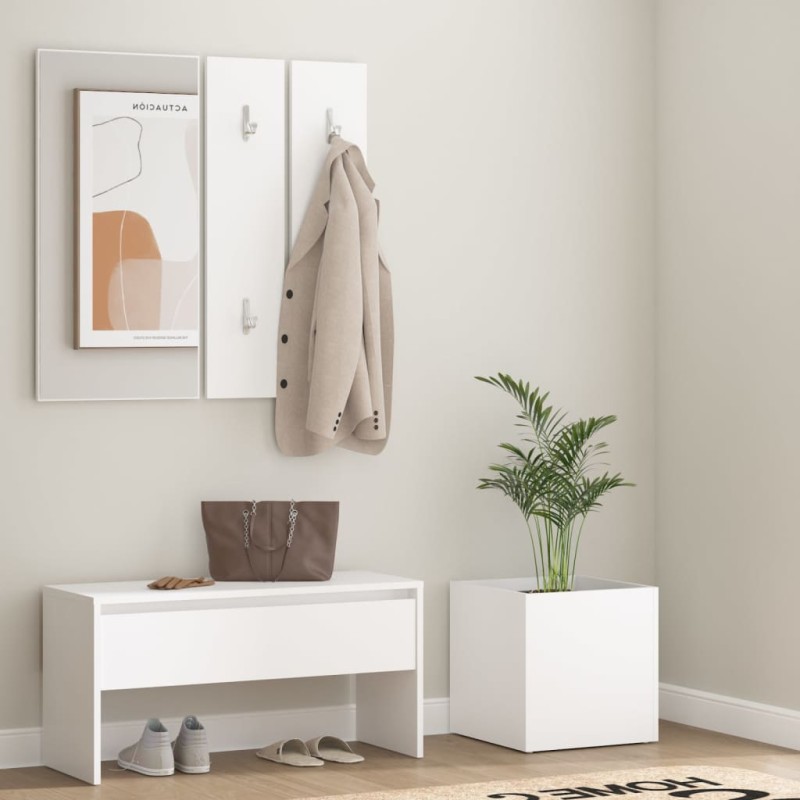 vidaXL Set di Mobili da Corridoio Bianco in Legno Multistrato vidaXL Set di Mobili da Corridoio Bianco in Legno Multistrato