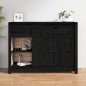 Credenza Nera 100x35x74 cm in Legno Massello di Pino Credenza Nera 100x35x74 cm in Legno Massello di Pino