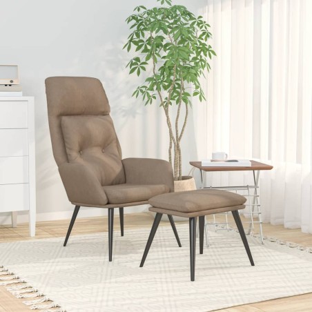vidaXL Poltrona Relax con Poggiapiedi Tortora in Tessuto di Microfibra