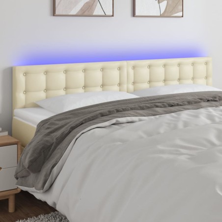 vidaXL Testiera Crema a LED 180x5x78/88 cm in Similpelle