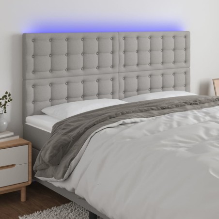 vidaXL Testiera a LED Grigio Chiaro 160x5x118/128 cm in Tessuto