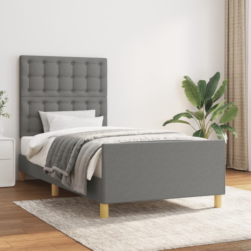 vidaXL Giroletto senza Materasso Grigio Scuro 100x200 cm Tessuto