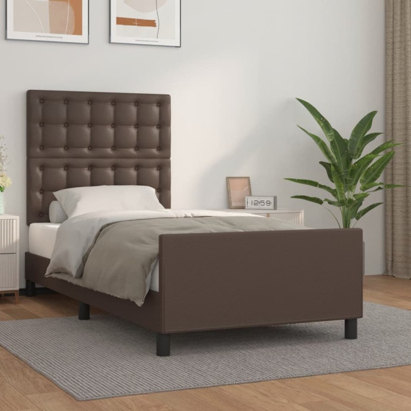 vidaXL Giroletto con Testiera Marrone 90x190 cm in Similpelle vidaXL Giroletto con Testiera Marrone 90x190 cm in Similpelle