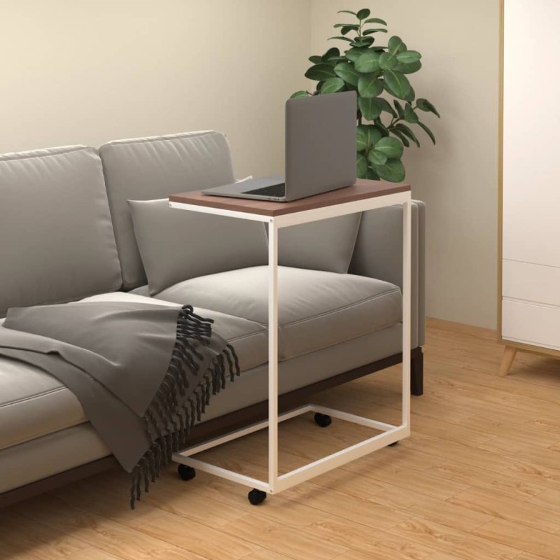 Tavolino con Ruote Bianco 55x35x70 cm in Legno Multistrato Tavolino con Ruote Bianco 55x35x70 cm in Legno Multistrato