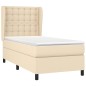 vidaXL Giroletto a Molle con Materasso Crema 90x190 cm in Tessuto