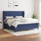 vidaXL Giroletto a Molle con Materasso Blu 160x200 cm in Tessuto