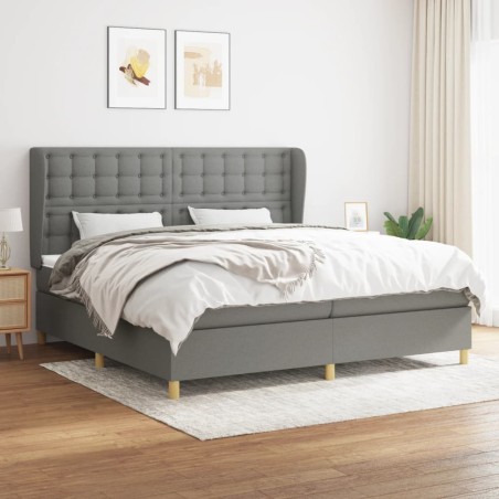 vidaXL Giroletto a Molle con Materasso Grigio Scuro 200x200 cm Tessuto
