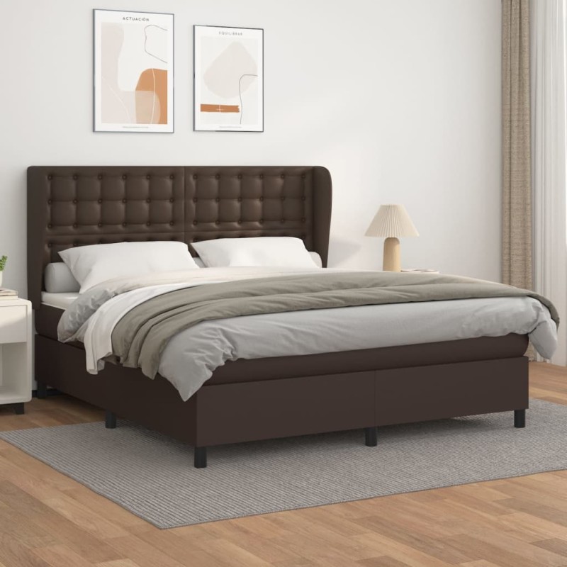 vidaXL Giroletto a Molle con Materasso Marrone 180x200cm in Similpelle