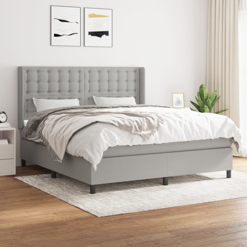 vidaXL Giroletto a Molle con Materasso Grigio Chiaro160x200 cm Tessuto