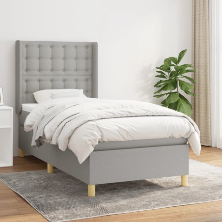 vidaXL Giroletto a Molle con Materasso Grigio Chiaro 80x200 cm Tessuto