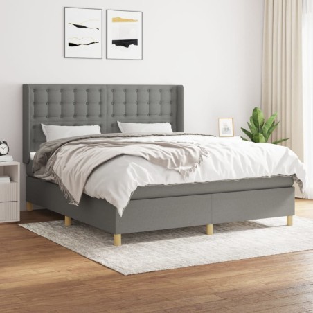 vidaXL Giroletto a Molle con Materasso Grigio Scuro 160x200 cm Tessuto
