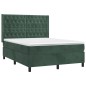 vidaXL Giroletto a Molle con Materasso Verde Scuro 140x190 cm Velluto