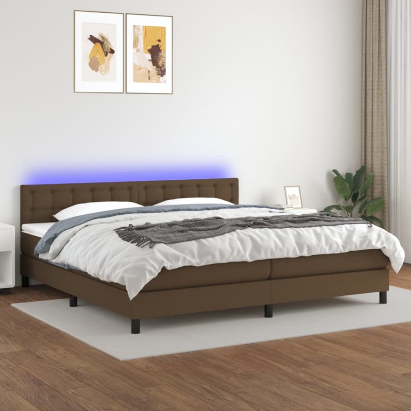 vidaXL Letto a Molle Materasso e LED MarroneScuro 200x200cm in Tessuto vidaXL Letto a Molle Materasso e LED MarroneScuro 200x200cm in Tessuto