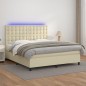 vidaXL Giroletto a Molle con Materasso e LED Crema 180x200 cm vidaXL Giroletto a Molle con Materasso e LED Crema 180x200 cm