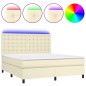 vidaXL Giroletto a Molle con Materasso e LED Crema 180x200 cm vidaXL Giroletto a Molle con Materasso e LED Crema 180x200 cm