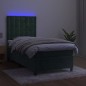 vidaXL Letto a Molle con Materasso e LED Verde Scuro 90x200cm Velluto vidaXL Letto a Molle con Materasso e LED Verde Scuro 90x200cm Velluto