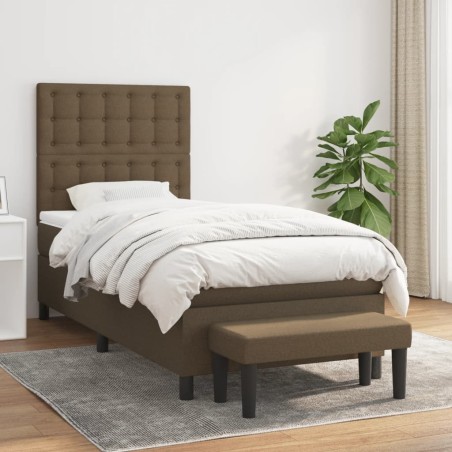 vidaXL Giroletto a Molle con Materasso Marrone Scuro 100x200cm Tessuto