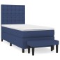 vidaXL Giroletto a Molle con Materasso Blu 80x200 cm inTessuto