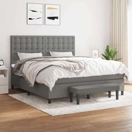 vidaXL Giroletto a Molle con Materasso Grigio Scuro 160x200 cm Tessuto
