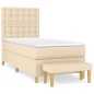 vidaXL Giroletto a Molle con Materasso Crema 90x200 cm inTessuto