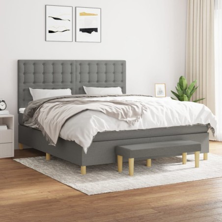 vidaXL Giroletto a Molle con Materasso Grigio Scuro 160x200 cm Tessuto