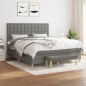 vidaXL Giroletto a Molle con Materasso Grigio Scuro 160x200 cm Tessuto