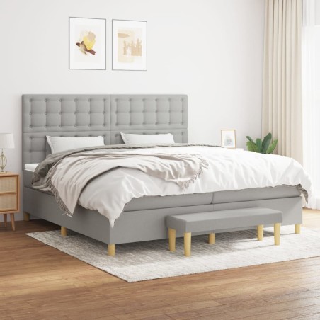 vidaXL Giroletto a Molle con Materasso Grigio Chiaro 200x200cm Tessuto