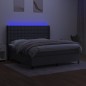 vidaXL Letto a Molle Materasso e LED Grigio Scuro 160x200cm in Tessuto vidaXL Letto a Molle Materasso e LED Grigio Scuro 160x200cm in Tessuto