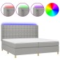 vidaXL Letto a Molle Materasso e LED Grigio Chiaro 200x200 cm Tessuto vidaXL Letto a Molle Materasso e LED Grigio Chiaro 200x200 cm Tessuto