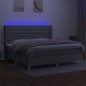 vidaXL Letto a Molle Materasso e LED Grigio Chiaro 200x200 cm Tessuto vidaXL Letto a Molle Materasso e LED Grigio Chiaro 200x200 cm Tessuto