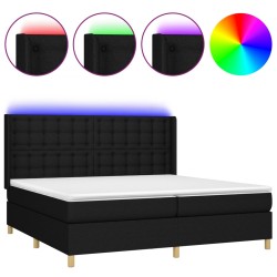 vidaXL Letto a Molle Materasso e LED Nero 200x200cm in Tessuto