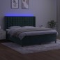 vidaXL Letto a Molle con Materasso e LED Verde Scuro 180x200cm Velluto vidaXL Letto a Molle con Materasso e LED Verde Scuro 180x200cm Velluto