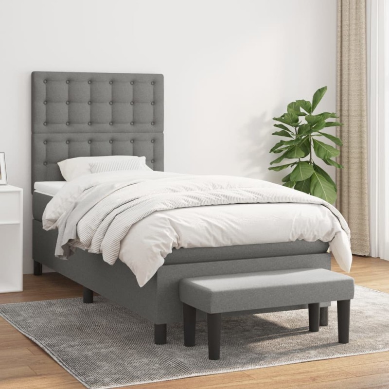 vidaXL Giroletto a Molle con Materasso Grigio Scuro 100x200 cm Tessuto