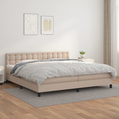 vidaXL Giroletto a Molle con Materasso Cappuccino 200x200cm Similpelle