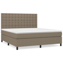 vidaXL Giroletto a Molle con Materasso Tortora 160x200 cm in Tessuto