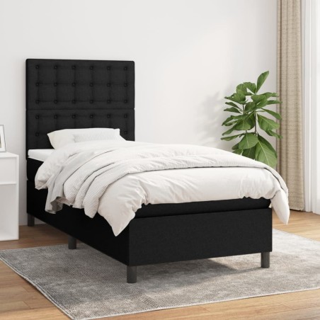 vidaXL Giroletto a Molle con Materasso Nero 80x200 cm inTessuto