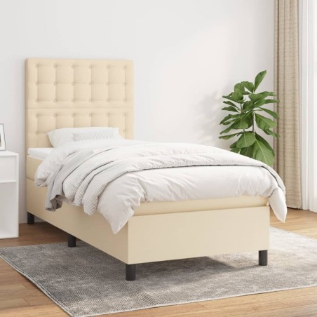 vidaXL Giroletto a Molle con Materasso Crema 90x200 cm inTessuto