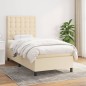 vidaXL Giroletto a Molle con Materasso Crema 90x200 cm inTessuto