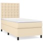 vidaXL Giroletto a Molle con Materasso Crema 90x200 cm inTessuto