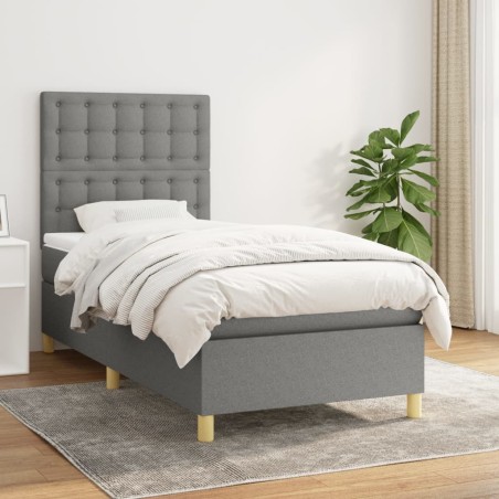 vidaXL Giroletto a Molle con Materasso Grigio Scuro 80x200 cm Tessuto